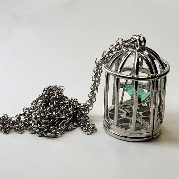 Bird In A Cage Pendant Necklace